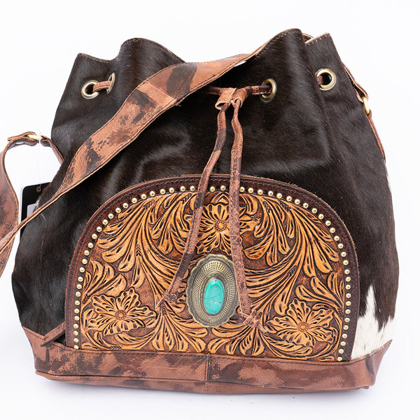 ADBGI226 Bucket Hair On Genuine Western Leather Women Bag