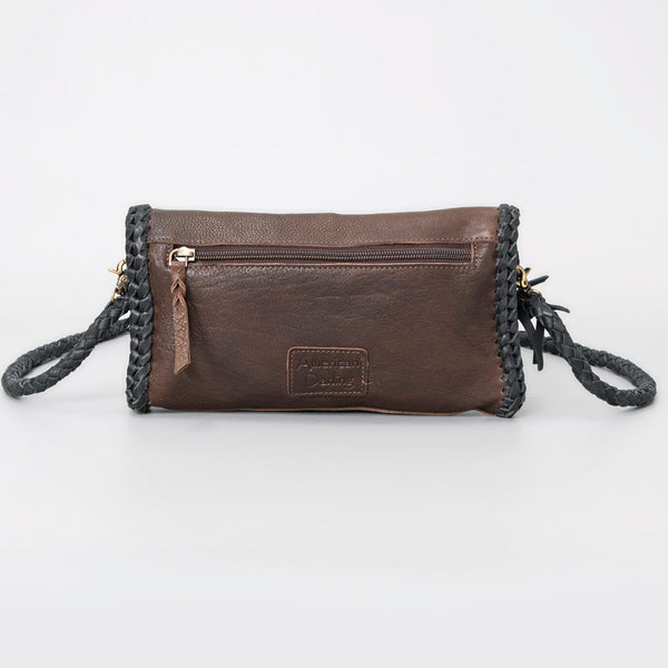 ADBGM267 Mini Western Leather Crossbody - Braided Edge & Turquoise Concho