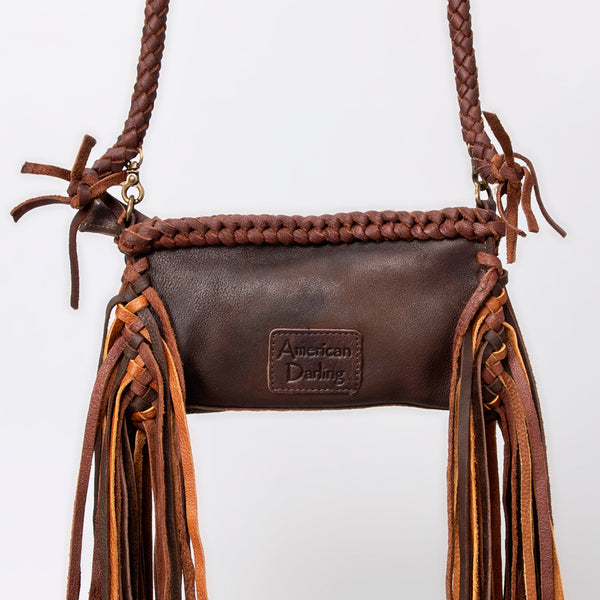 ADBGM277 Mini Fringe Crossbody - Braided Leather & Turquoise Concho