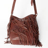 ADBGM308 Layered Fringe Leather Crossbody - Western Festival Bag with Studded Strap