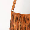 ADBGM308 Layered Fringe Leather Crossbody - Western Festival Bag with Studded Strap
