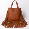 ADBGM305 Rustic Leather Fringe Tote - Boho Western Bag with Long Fringe Detail