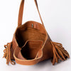ADBGM305 Rustic Leather Fringe Tote - Boho Western Bag with Long Fringe Detail