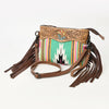LC-ADBGZ183 Southwestern Wool Crossbody Bag with Tooled Leather & Desert Concho - Fringe Western Purse
