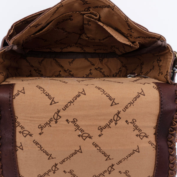 ADBGD129 American Darling Handcrafted Leather Cross body Bag with Fringes & Braided Trim