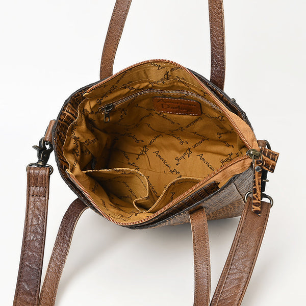ADBG959 Crocodile Embossed Genuine Leather Western Tote Compact Handbag by American Darling