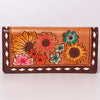 ADBG488 Hand Tooled Leather Floral Crossbody Wallet Wristlet Clutch Bag