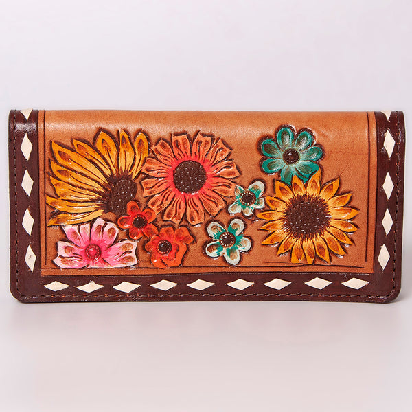 ADBG488 Hand Tooled Leather Floral Crossbody Wallet Wristlet Clutch Bag