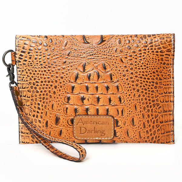 ADBG967 American Darling Crocodile Embossed Western Leather Wristlet