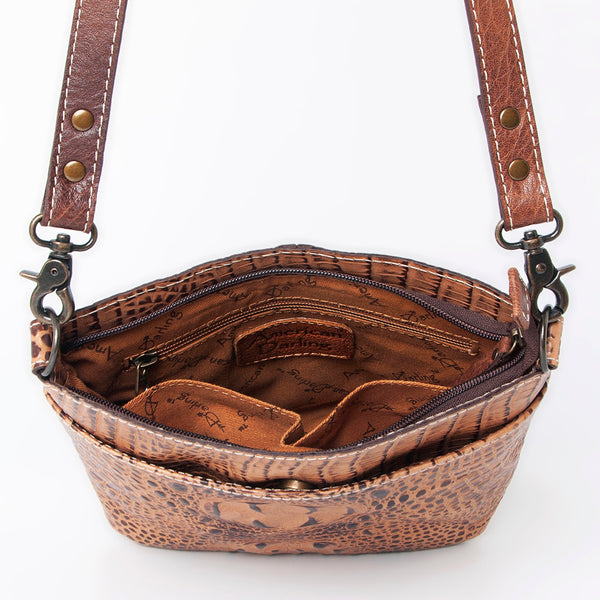 ADBG963 American Darling Crocodile Embossed Western Leather Cross body Bag