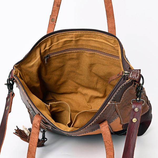 ADBG1053 American Darling Handcrafted Leather Tote Bag Colorful Leather Stripes Western Handbag