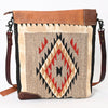 ADBG1055 American Darling Handcrafted Leather Crossbody Bag with Saddle Blanket Colorful Design & Tassels Western Handbag