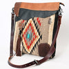 ADBG1055 American Darling Handcrafted Leather Crossbody Bag with Saddle Blanket Colorful Design & Tassels Western Handbag