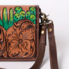 ADBGM169 Hand-Tooled Leather Organiser Purse - Western Floral Scroll
