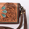 ADBGM169 Hand-Tooled Leather Organiser Purse - Western Floral Scroll
