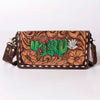 ADBGM169 Hand-Tooled Leather Organiser Purse - Western Floral Scroll