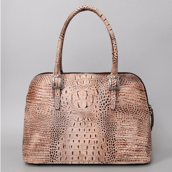 ADBG986 Croc Embossed Leather Western Tote Bag Structured Handbag by American Darling