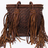 ADBGD146 American Darling Western Leather Tote Bag - Basket Weave Fringed Handcrafted Purse