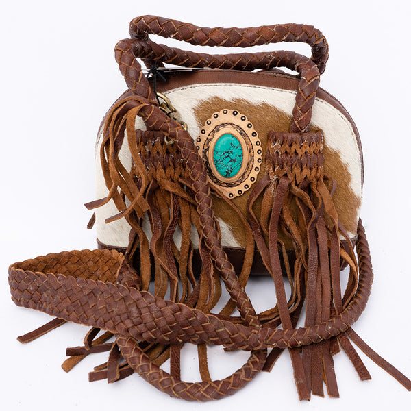 ADBGD130 American Darling Turquoise Stone Hair On Hide & Genuine Leather Bag