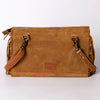 ADBGM307 Tooled Leather & Genuine suede Fringe Crossbody - Western Floral Panel & Adjustable Strap