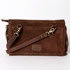 ADBGM307 Tooled Leather & Genuine suede Fringe Crossbody - Western Floral Panel & Adjustable Strap