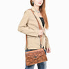 ADBG1057 American Darling Handcrafted Western Leather Crossbody Bag Intricate Tooled Floral Design