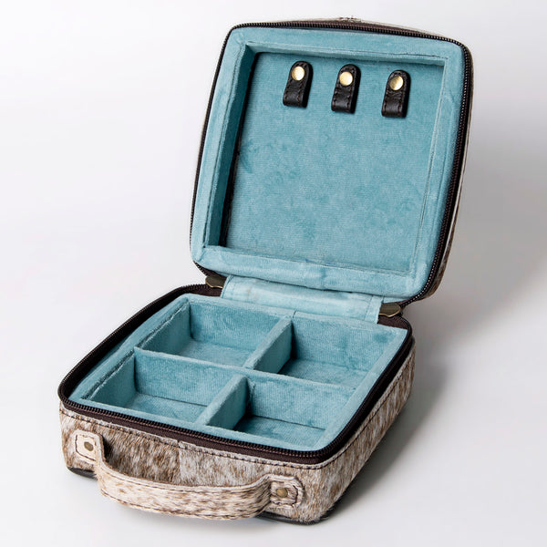 ADBGA311 American Darling Tooled Leather and Cowhide Floral Western Jewelry Case