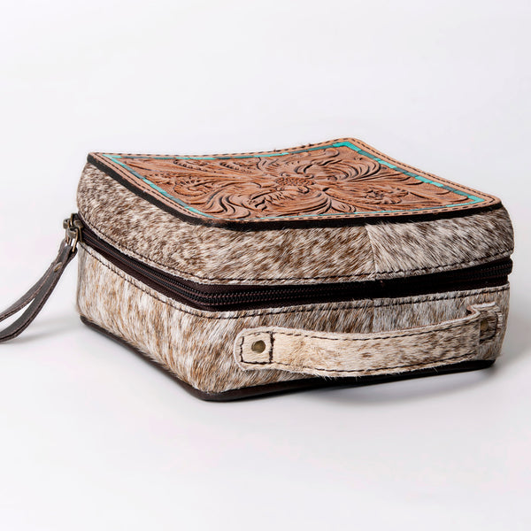 ADBGA311 American Darling Tooled Leather and Cowhide Floral Western Jewelry Case