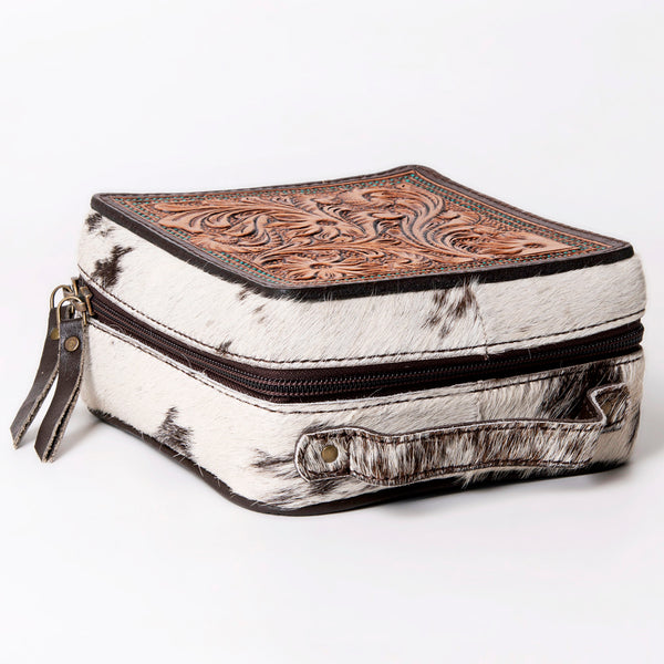 ADBGA311 American Darling Tooled Leather and Cowhide Floral Western Jewelry Case