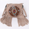 ADBG1062 American Darling Hand-Tooled Leather Messenger Bag Fringe Western Boho Crossbody