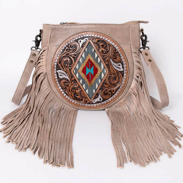 ADBG1062 American Darling Hand-Tooled Leather Messenger Bag Fringe Western Boho Crossbody