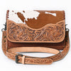 ADBG1065 American Darling Hand-Tooled Hair-On Leather Crossbody Bag Genuine Western Cowhide Purse