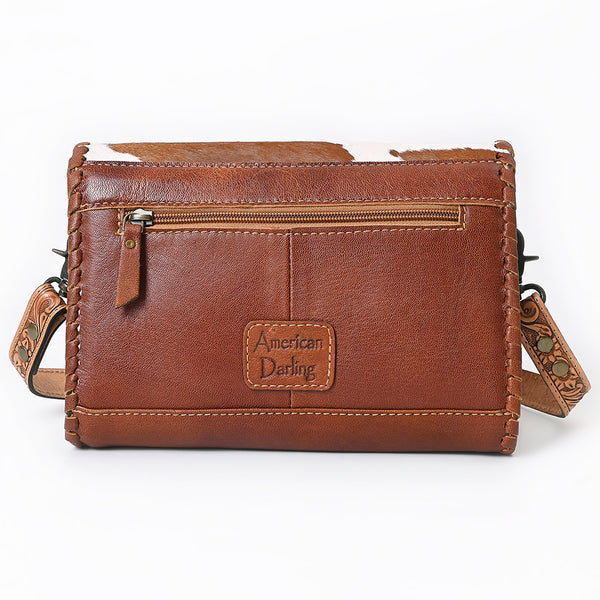 ADBG1065 American Darling Hand-Tooled Hair-On Leather Crossbody Bag Genuine Western Cowhide Purse