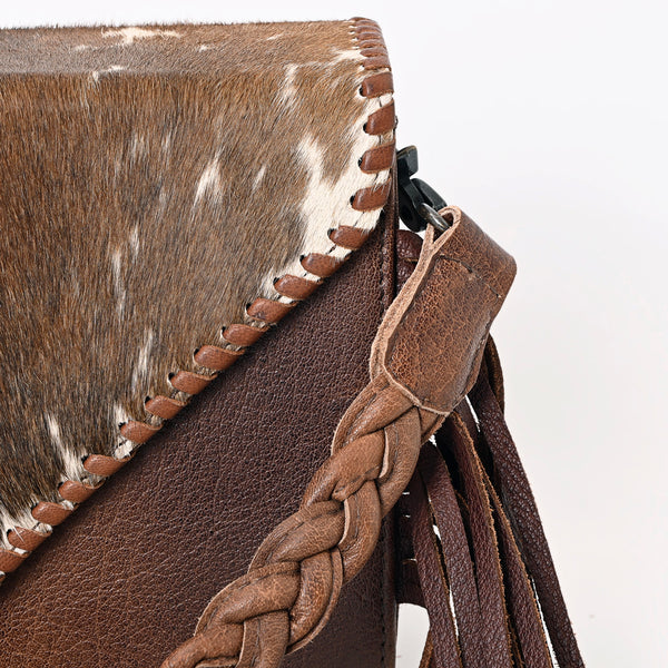 ADBG1067 American Darling Hair-On Leather Envelope Bag with Fringe Western Crossbody Cowhide Purse