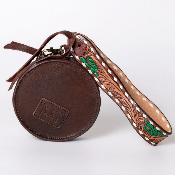 ADBGF135 Round Tooled Leather Canteen Bag - Floral Western Design