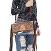 ADBGZ717 Clear Bag Fringe Crossbody with Tooled Leather Horse Design - Stadium Approved