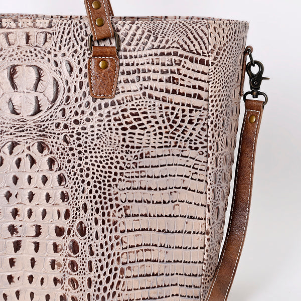 ADBG962 Crocodile Embossed Genuine Leather Western Tote Compact Handbag by American Darling