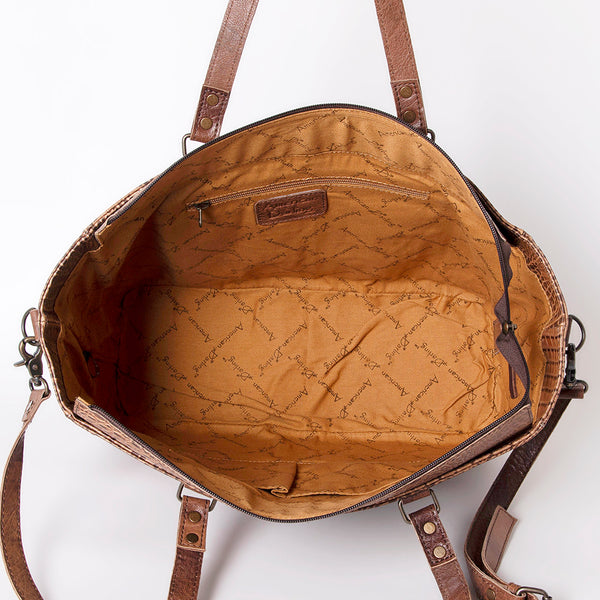 ADBG962 Crocodile Embossed Genuine Leather Western Tote Compact Handbag by American Darling