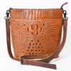 ADBG966 American Darling Crocodile Embossed Leather Western Bucket Crossbody Bag