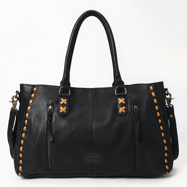 ADBGM127 Distressed Leather Tote Bag - Western Whipstitch Handbag with Crossbody Strap