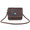 ADBGM261 Handcrafted Leather Crossbody Bag with Turquoise Concho & Braided Trim - Western Shoulder Purse