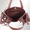 ADBGM305 Rustic Leather Fringe Tote - Boho Western Bag with Long Fringe Detail