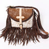 ADBGM314 Crossbody Fringe Bag - Genuine Cowhide Leather with Braided Strap & Western Buckle