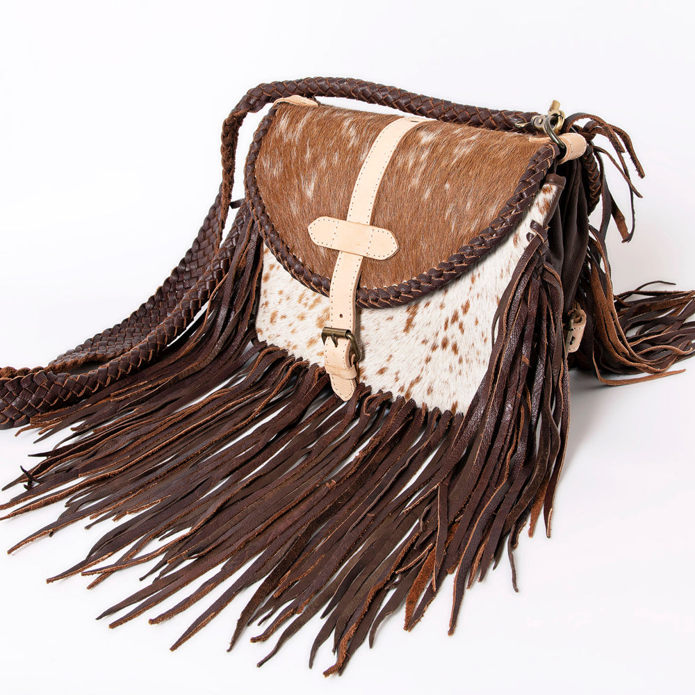 ADBGM314 Crossbody Fringe Bag - Genuine Cowhide Leather with