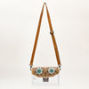 ADBGZ720 Clear Western Crossbody Bag with Turquoise Floral Tooled Leather Flap - Stadium Compliant