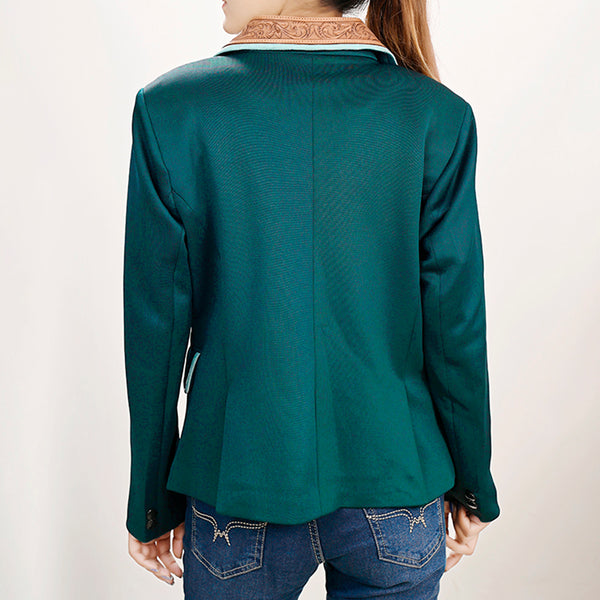 ADBZ704 American Darling Green Fabric & Harness Leather Western Blazer Jacket