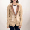 ADBZ705 American Darling Tan Denim & Harness Leather Western Blazer Jacket