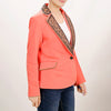 ADBZ706 American Darling Coral Fabric & Harness Leather Western Blazer Jacket