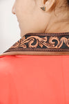 ADBZ706 American Darling Coral Fabric & Harness Leather Western Blazer Jacket