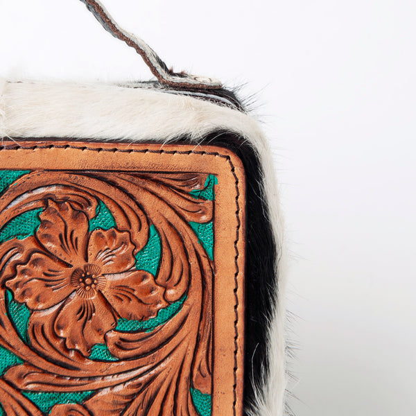 ADBGA311 American Darling Tooled Leather and Cowhide Floral Western Jewelry Case